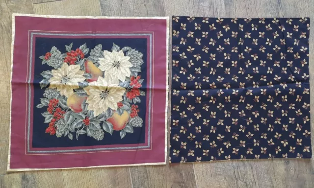 2 fundas de almohada/almohadas sin terminar hechas a mano vintage de Navidad de 15"" X 15""