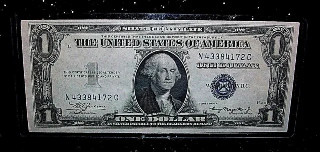 $1 One Dollar AU SILVER CERTIFICATE 1935A BLUE SEAL N 43384172 C Crisp NM Bill