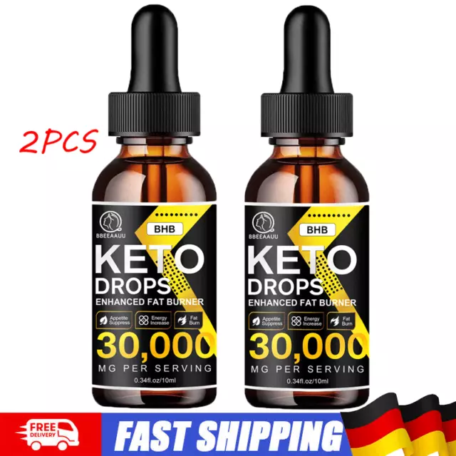 2x Keto Drops Diet Ketosis Weight Loss Supplement Fettverbrennung Carb Blocker