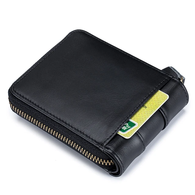 Mens Genuine Leather Wallet RFID Blocking Credit Card Holder Zipped Coin Pocket 3