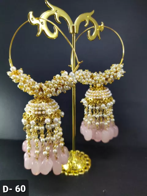 Plaqué Or Indien Kundan Rose Gland Boucles Jhumki Bali Bollywood Bijoux