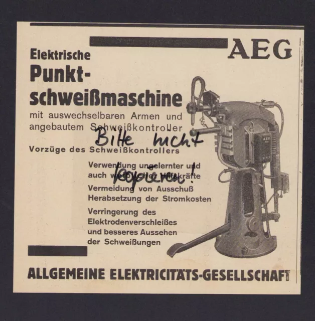 BERLIN, Werbung 1929, AEG Allgemeine Elektricitäts-Gesellschaft Punkt-Schweissma