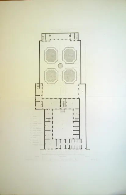 Ancienne Gravure d'Architecture Hôtel Sully Plan du rez-de-chaussée Paris
