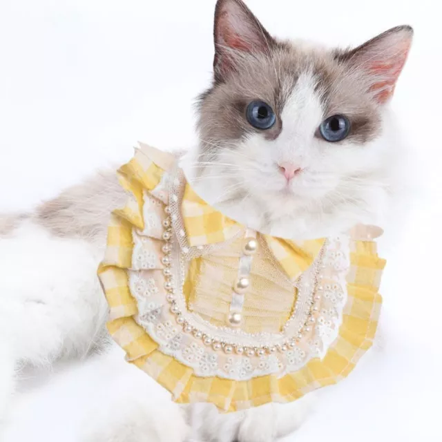 Soft Satin Fake Pearl Cat Bib Cat Saliva Towel Pet Grooming Scarf Dog Collar