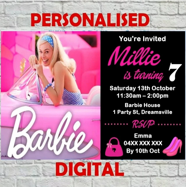 BARBIE DIGITAL PRINTABLE Birthday Party Invitation £4 40 PicClick UK