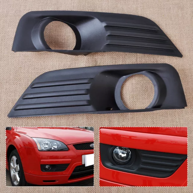 2pcs Fog Light Lamp Grille Grill Cover 2 Front Bumper fit for 2004-08 Ford Focus