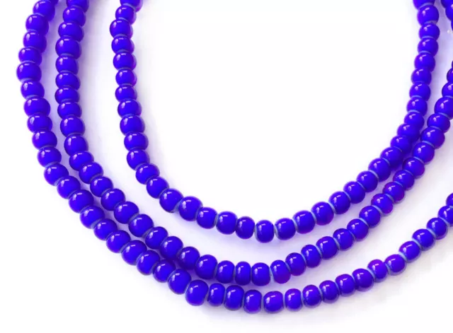 5mm Ghana African cobalt Blue White Heart glass African trade beads