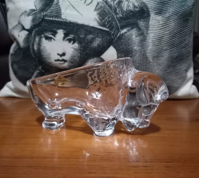 Art Vannes Le Chatel France Vintage Lead Crystal Buffalo Ashtray/Bon Bon Bowl