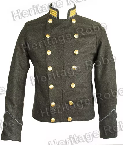 US CIVIL WAR CS OFFICER SHELL JACKET WITH ALL COLOR PIPING Trim- All Sizes