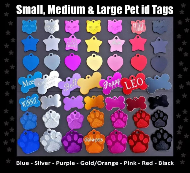 PET TAGS Cat, Kitten Puppy, Dogs ENGRAVED & Personalised Collar name ID DISCS!