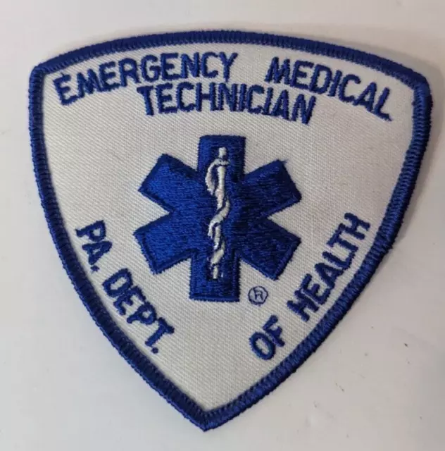 EMT Shoulder Patch, w/ Ambulance, Royal/Royal, 3-9/16x3-9/16