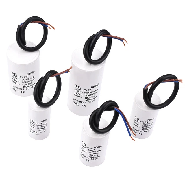 CBB60 Motor Kondensator 450V 20uF - Anlaufkondensator Mit Leiterdraht Für Motoren