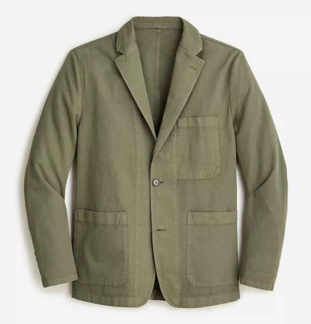 JCREW chore blazer 40 olive green thyme cotton linen chino suit jacket 40R slim