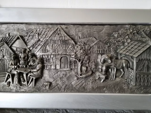 Zinn bild mit Holzrahmen, Relief Ca. 80 cm x 41 cm 2