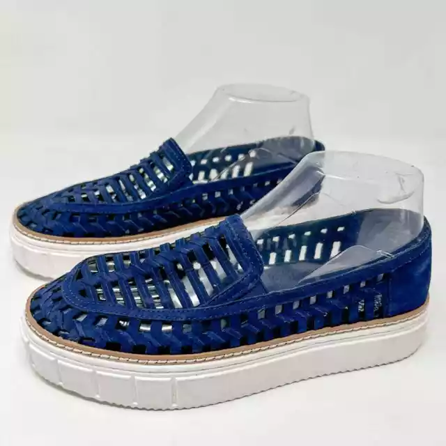Vince Camuto Romeena Dark Royal Blue Suede Woven Cut Out Slip ons, EUC, Size 7.5 3