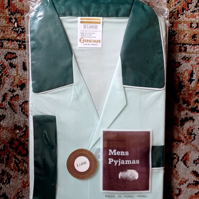 Pigiami Vintage Fine Fare Nuovo in confezione X Large 43-45" petto verde scuro pallido