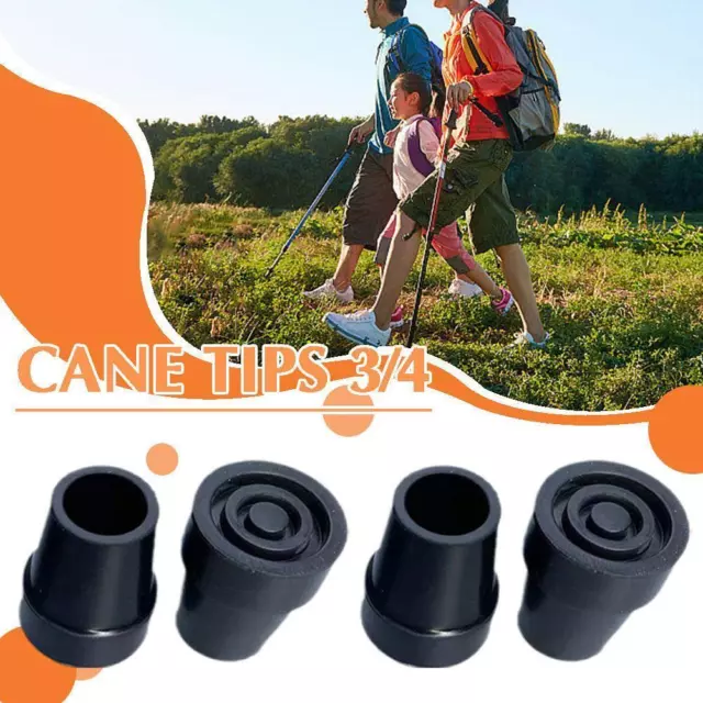 4 Pcs 3/4" Black Rubber Replacement Tip Cap For Hiking G0 Walker Cane, F7Q0 U0L9 3