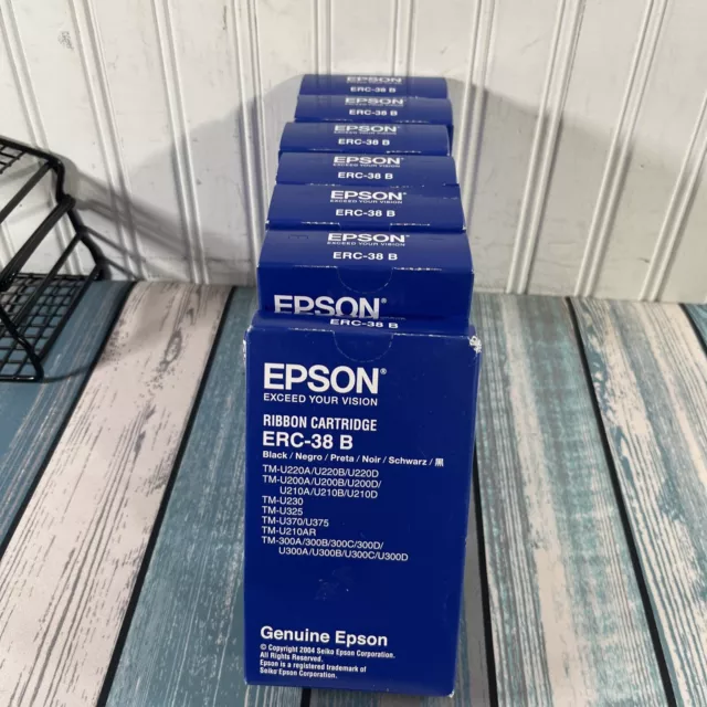 7 Genuine Epson ERC-38B Black Printer Ribbon Cartridges