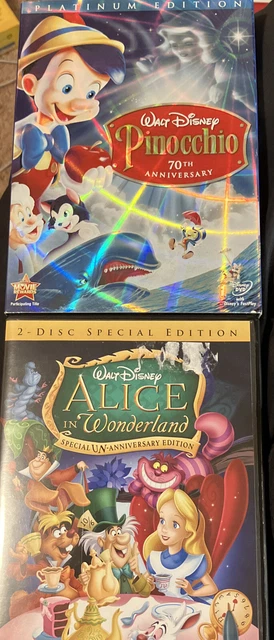 Lot Of 2 Walt Disney DVDs Pinocchio & Alice In Wonderland