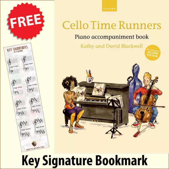 Cello Time Runners Piano Accompaniment Music Book + FREE Key Signature Bookmark