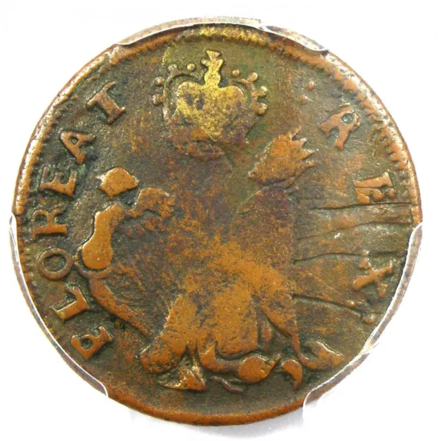 1670 New Jersey St Patrick Farthing Colonial Coin 1/4P - PCGS VF20 - $1500 Value