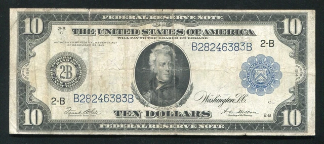 FR. 911a 1914 $10 TEN DOLLARS FRN FEDERAL RESERVE NOTE NEW YORK, NY VERY FINE