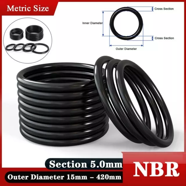 Metric Nitrile Rubber O Ring Oring Oil Seals 5mm Cross Section 5mm-410mm ID