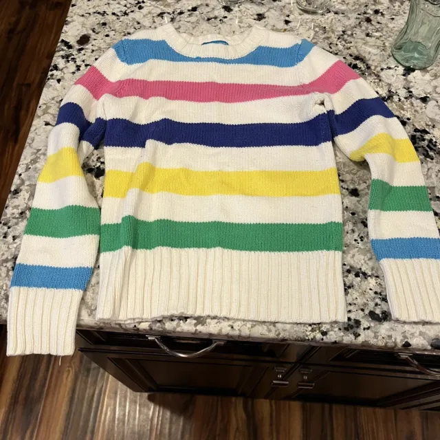 The Children’s Place Striped Long Sleeve Knit Sweater Small 5/6 Crew Rainbow TCP