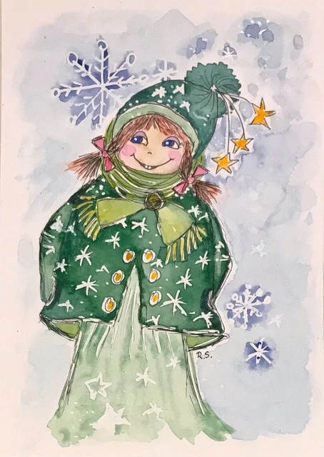 Nebulia Aquarell Postkarten Set – Mädchen Motive, Einfach Mit Wasser Bemalen