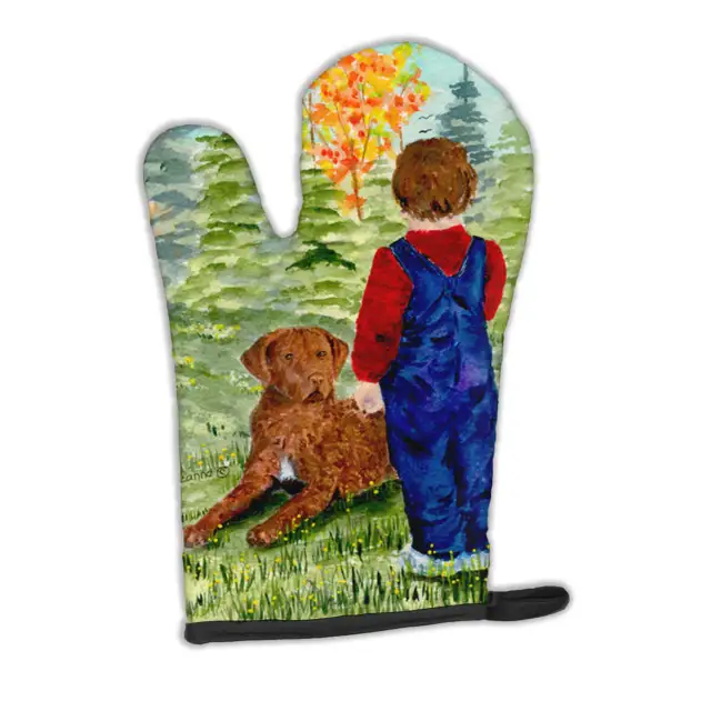 Little boy with Chesapeake Bay Retriever Oven Mitt SS8547OVMT New Never Used