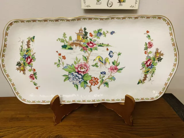 Vintage Crown Staffordshire Pagoda Bone China SERVING PLATTER / SANDWICH TRAY