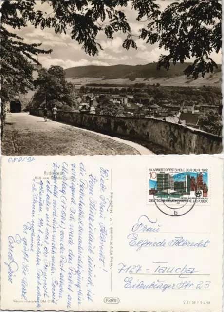 Rudolstadt Panorama-Ansicht Blick vom Schloßaufgang DDR AK 1983/1958