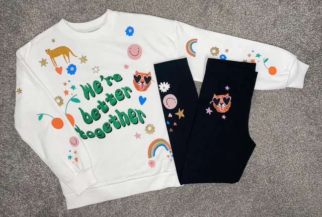 Bnwt George @ Asda X Yaya Studio Sweatshirt & Leggings 2Pc Set Age 9-10 Rrp £16