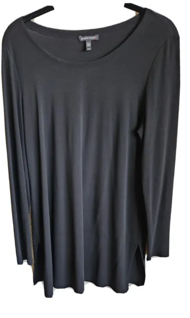 Eileen Fisher. Black Silk Stretch Jersey Long Sleeve Tunic Size M