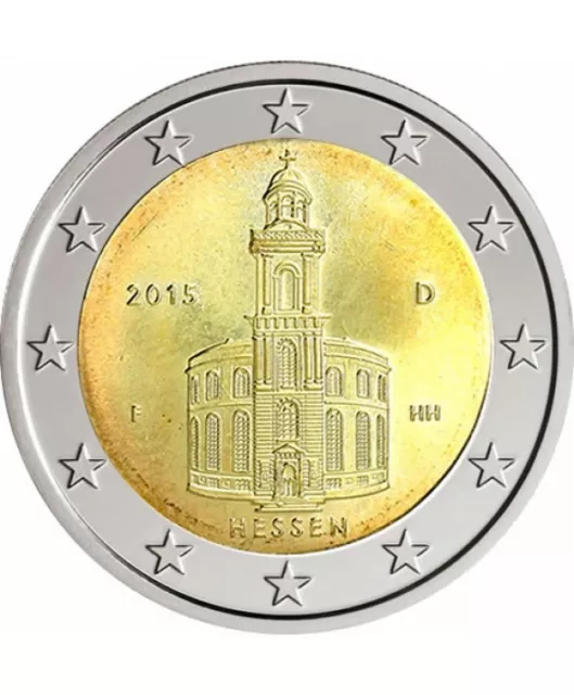 Pièce 2euros commémorative Allemagne 2015 – Eglise Saint-Paul de Francfort- At A