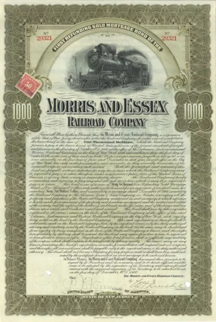 Morris and Essex Railroad Co. - 1900 dated $1,000 Railway Gold Mortgage Bond - R