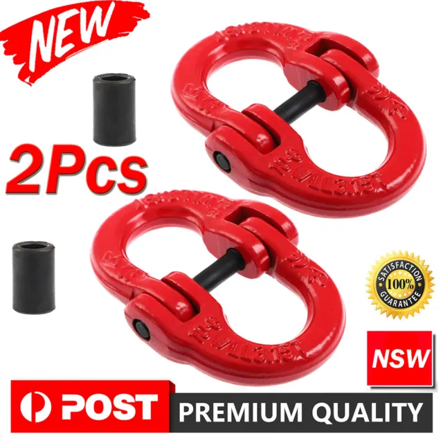 2X Tow Hitch Hammer Lock Grade 80 Safety Chain Link Coupler Connector WLL 3150kg