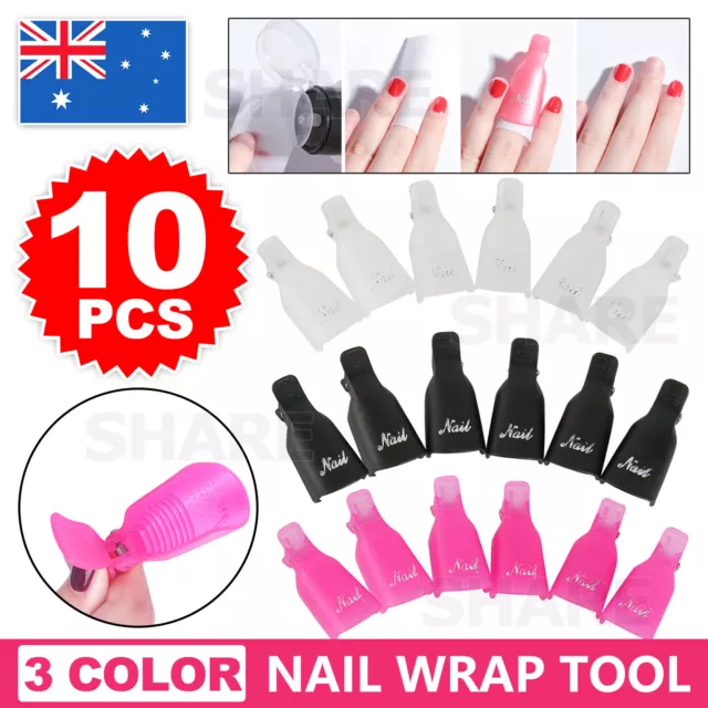 10X Remover Wrap Tool Colorful Plastic Nail UV Gel Polish Art Soak Off Clip Cap