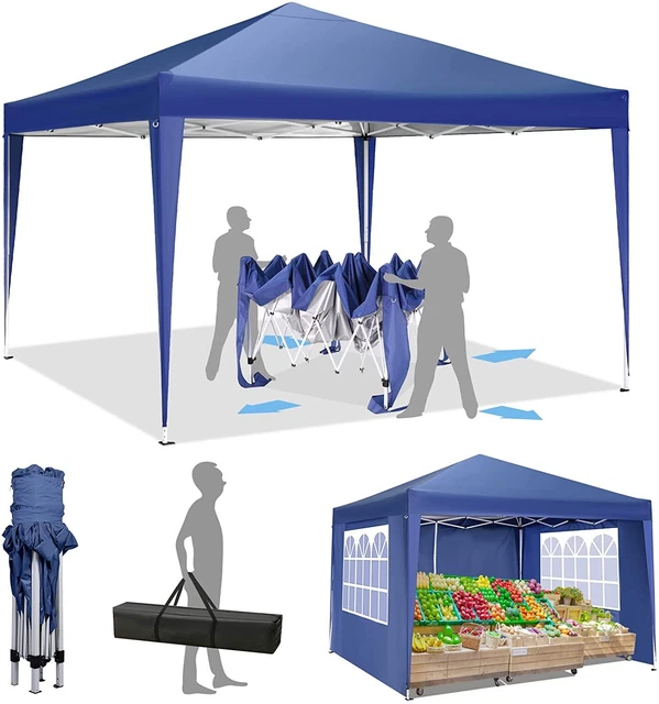 Wasserdicht Faltbar Pavillon 3x3m Popup Gartenpavillon Partyzelt UV-Schutz 50+
