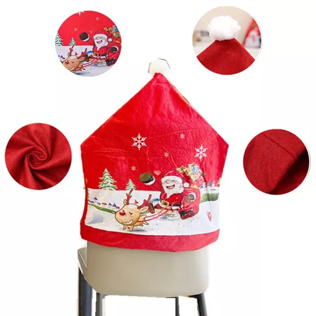 Weihnachtsstuhl Cover Red Santa Claus Hut Essstuhl Cover für Tischdekoration