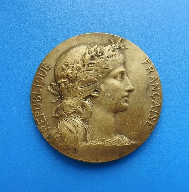 Médaille République Française Par Daniel Dupuis Offerte Par René Coty - Bronze, 1945-1948 - Vintage