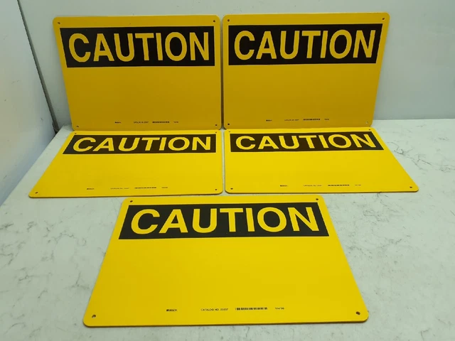 5 Pack Brady 25357 Caution Sign 14" W x 10" H English Plastic Yellow