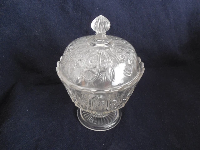 Ancienne XXème très belle bonbonnière en verre orange