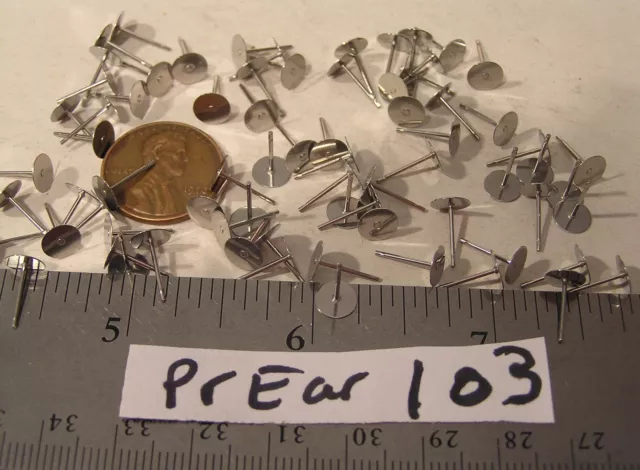 72 pc Silver 6 mm Round Base Pierced Earring Vtg Jewelry Findings Add Flat back
