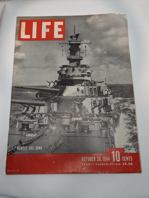 Uss Magazine LIFE MAGAZINE WWII USS Iowa Battleship Omaha Beach Election October 30 ...
