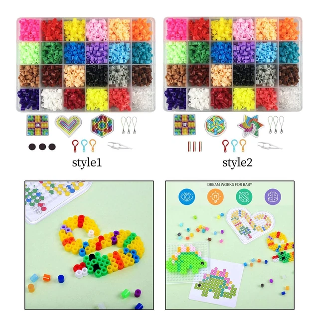 MXTIMWAN 4200 Perles à Repasser, 24 Couleurs Perle à Repasser Mini 5mm,  Fusible Perles Bricolage Enfants, avec Plaques, Accessoires, Motif, Boîte