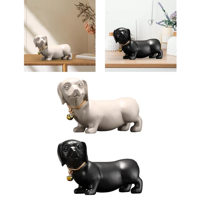 Statue Teckel à Poil Dur - Art Dog - Sculpture Résine/Bronze Sur Base Bois - Édition Limitée - Fabriqué En Pologne