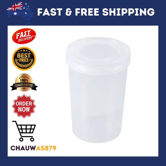 Round Screw Top Plastic Food Storer Storage Container 1000ml Stackable Pantry 2L
