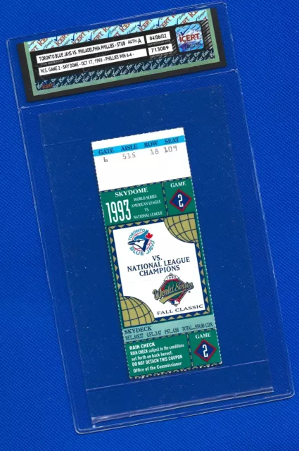 1993 Toronto Blue Jays vs Phillies Ticket WORLD SERIES GAME 2 iCert Authentic