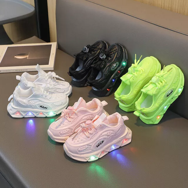 Boys Girls Luminous Trainers Kids Shoes Toddler Light Up LED Flash Sneakers Size